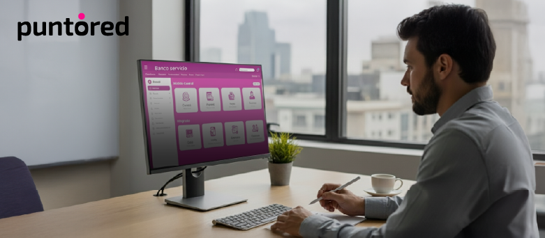 Concepto visual de banca digital y alianzas fintech — Banking as a Service