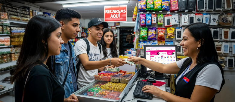 Jóvenes latinoamericanos interactuando con servicios financieros digitales – inclusión financiera jóvenes