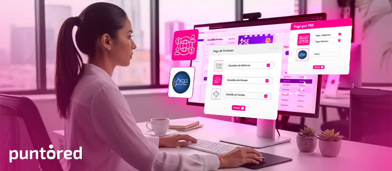 Ilustración de servicios públicos en Colombia con pagos digitales y soluciones innovadoras